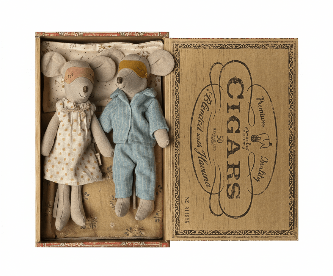 Mama & Papa Mäuse in Zigarrenkiste
